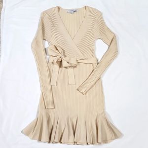 HYFVE cream dress V neck Large L NWOT